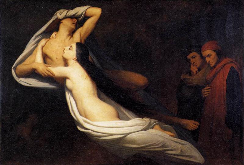 Ary Scheffer Shades of Francesca de Rimini and Paolo in the Underworld